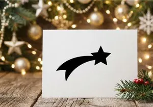 Schwarzes Sternschnuppen-Symbol isoliert auf weißem Hintergrund für Weihnachtselemente.