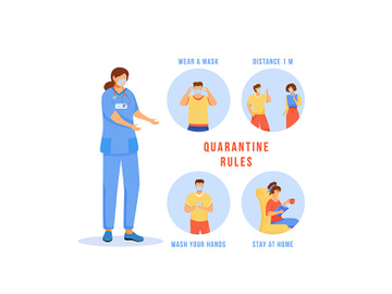 Quarantine rules flat concept icons set preview picture