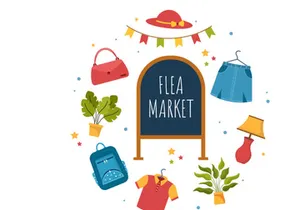 10 Flea Market Second Hand Shop Illustration