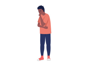 Thoughtful upset man semi flat color vector character preview picture