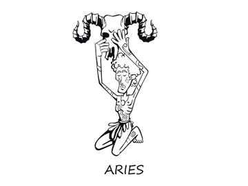 Aries zodiac sign man outline cartoon vector illustration preview picture