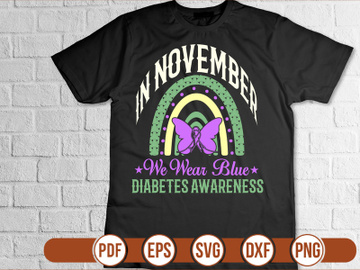 in november we wear blue diabetes awareness t shirt Design preview picture