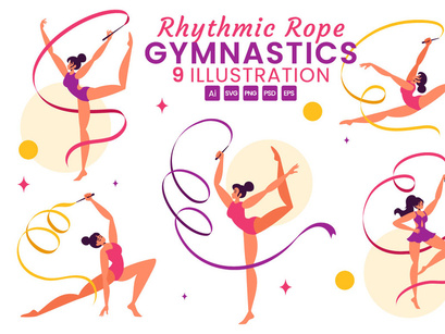 9 Rhythmic Rope Gymnastics Illustration