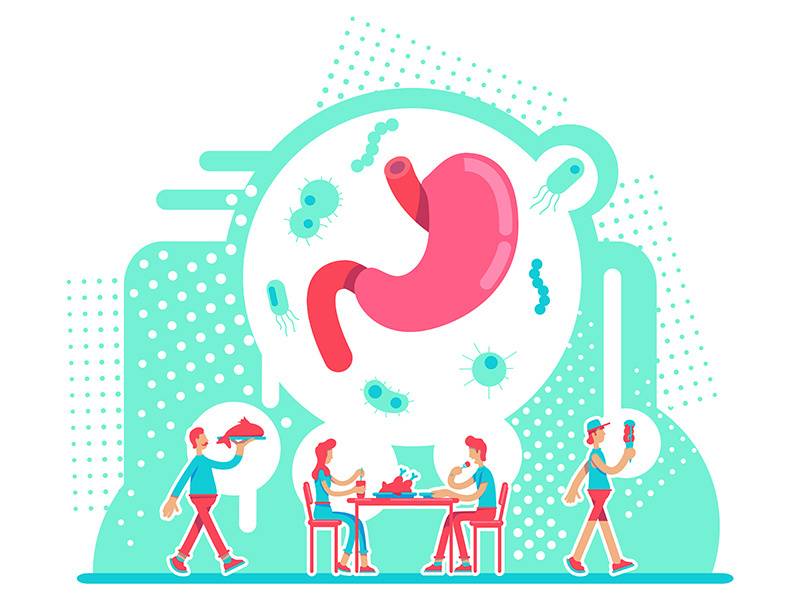 Stomach health care flat concept vector illustration
