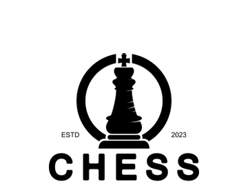 Chess strategy game logo with horse, king, pawn, minister and rook. Logo for chess tournament, chess team, chess championship, chess game application. preview picture