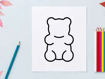 Cute cartoon bear illustration for children's design projects. Playful teddy bear vector character with simple smile and soft texture.