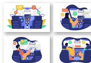 9 Car Audio Vector Illustration