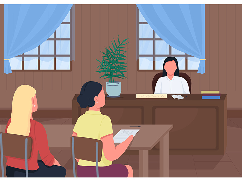 Courthouse flat color vector illustration