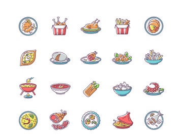 Best national dish RGB color icons set. preview picture