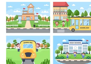 20 Back To School and Cute Bus Illustration