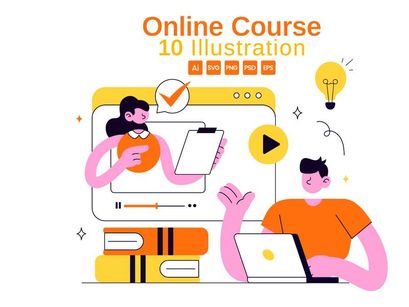 10 Online Course Vector Illustration
