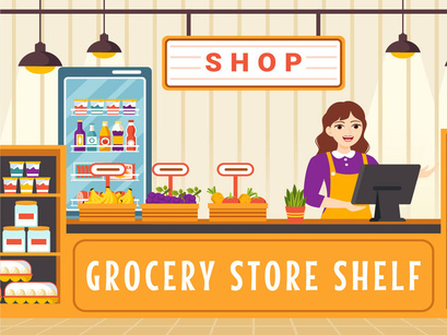 10 Grocery Store Shelf Illustration