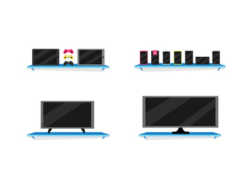 Computer store flat color vector objects set preview picture