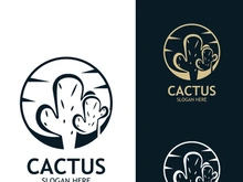 Vintage Cactus tree plant Logo nature design, desert plant vector illustration