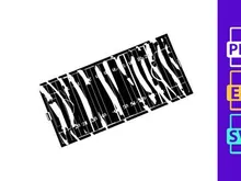 Black and white zebra print rectangular object on a plain white background