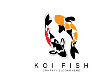Koi Fish Logo Design, Ornamental Fish Vector, Aquarium Ornament Illustration Brand product