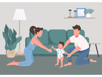 Family happy moments flat color vector illustration preview picture