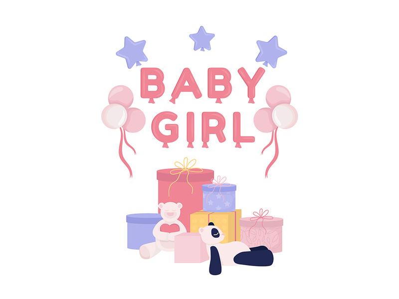 Baby shower gifts semi flat color vector object
