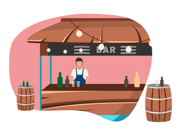 Bar food truck flat vector illustration preview picture