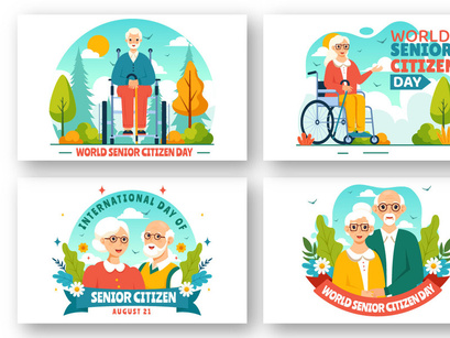 10 World Senior Citizen Day Illustration