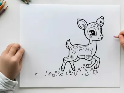 Cute baby deer with stars vector illustration flat design