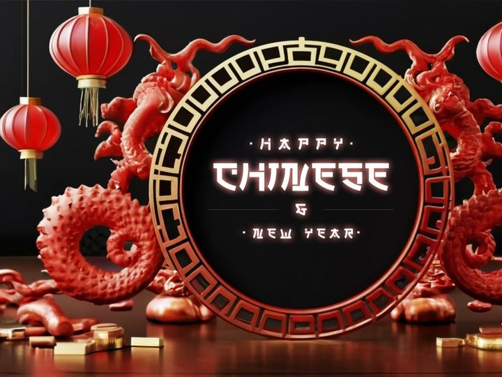 PSD 3d rendaring realistic chinese new year background bundles