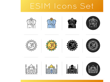 Indian culture icons set preview picture