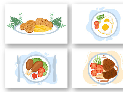 16 Health Meal with Balanced Diet Nutritional Illustration