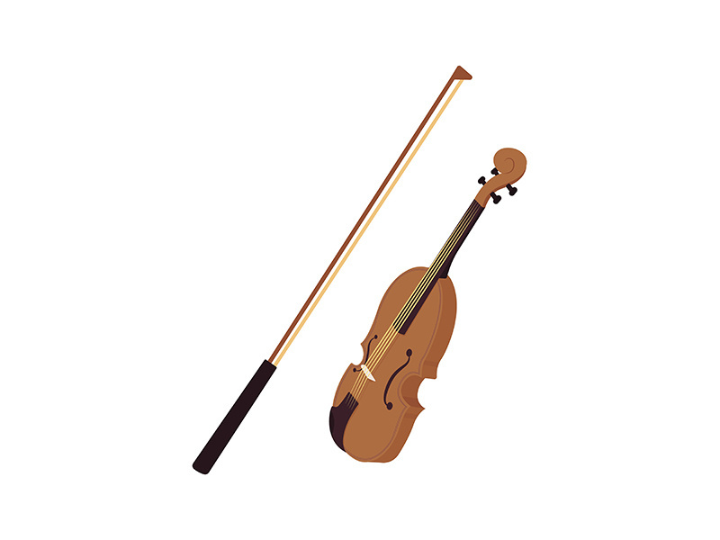 Violin with bow semi flat color vector object