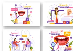 12 Speech Therapist Vector Illustration