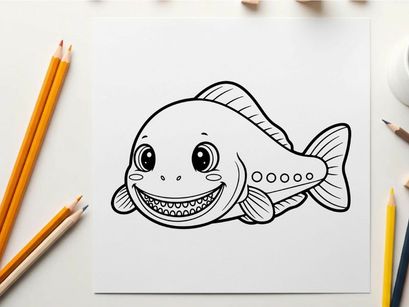 cute smiling fish mascot vector illustration flat design