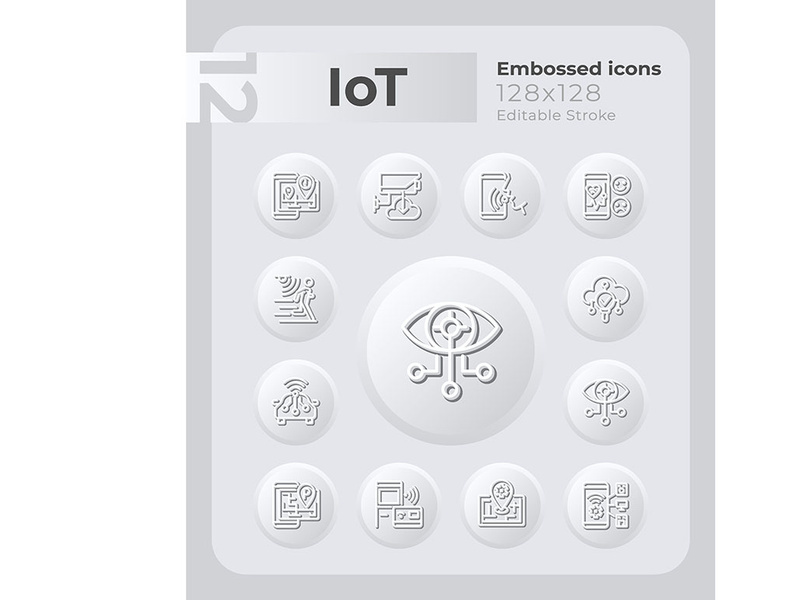 IoT embossed icons set