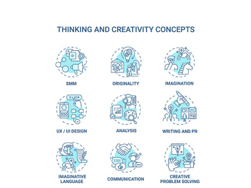 Thinking and creativity concept icons set preview picture