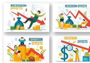 14 Recession Effects Vector Illustration