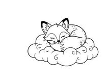 Sleeping fox cute cartoon vector illustration flat design