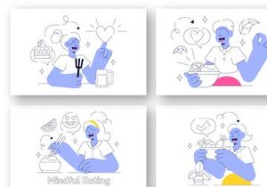 10 Mindful Eating Vector Illustration