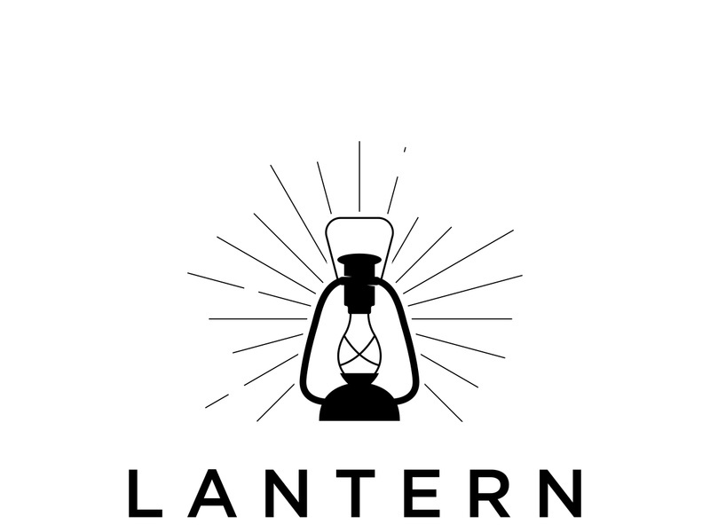 Lantern lamp logo, street lamp,vintage fire lantern.Logo for business, restaurant.