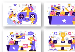 9 Virtual Reality E-sports Gamer Illustration