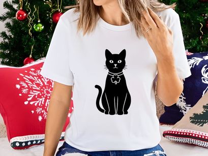 Black Cat with Shamrock Collar