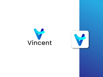 Blendy Glossy Letter V Logo Design With Mobile App Icon Design preview picture