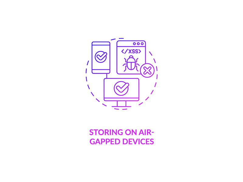 Storing on air-gapped devices purple gradient concept icon
