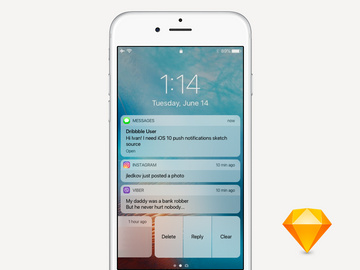 iOS 10 Push Notifications Freebie preview picture