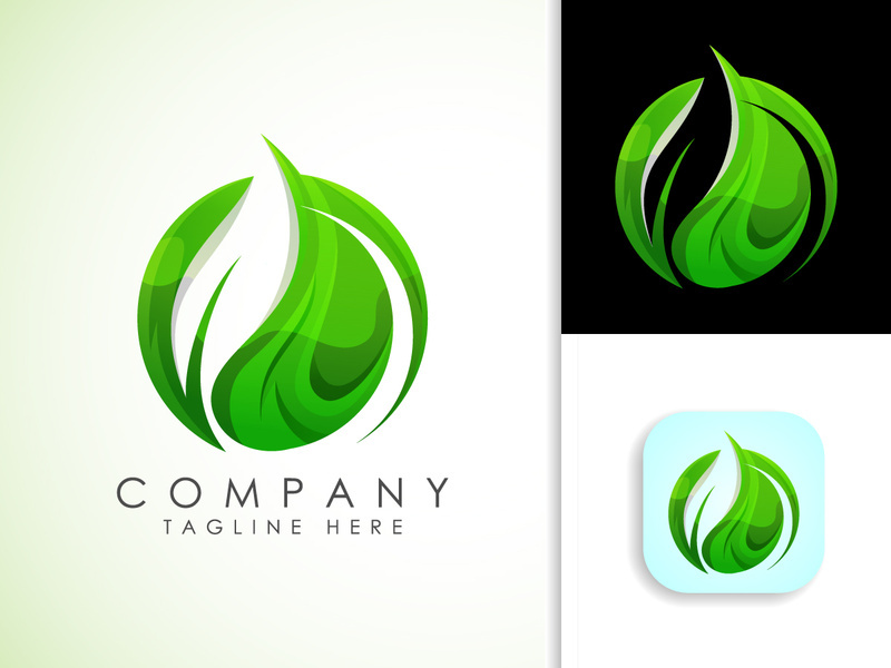 Leaf icon sign symbol, Gradient green leaf, Organic logo design vector illustration