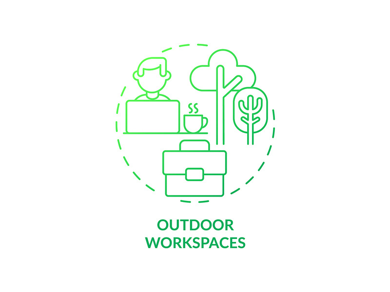 Outdoor workspaces green gradient concept icon