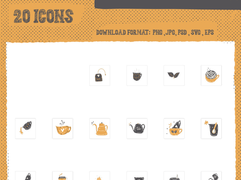 SVG,PNG,JPG,EPS,PSD icons coffee tea stamp stickers drawing illustration