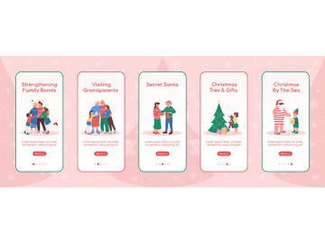 Holiday season onboarding mobile app screen flat vector template preview picture