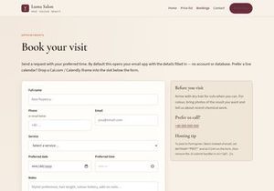 Salon Website Template — Home, Price List & Bookings (HTML)