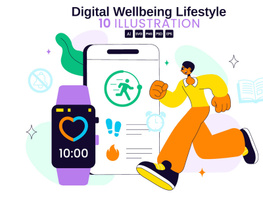 10 Digital Wellbeing Lifestyle Illustration preview picture