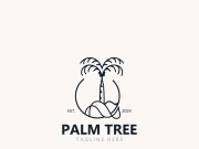 Palm tree simple and modern premium logo design. abstract icon palm beach illustration