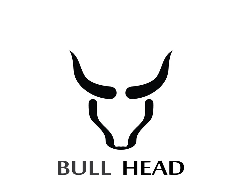 Retro vintage bull head horns logo.